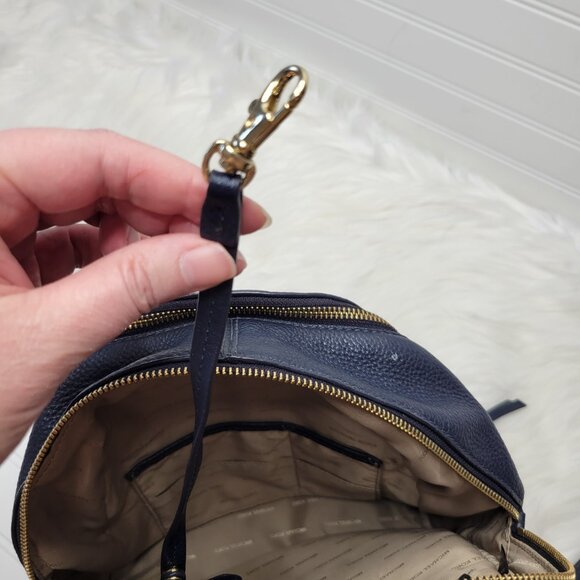 Genuine Michael Kors Rhea Zip Backpack Large Pebble Leather Navy Blue EUC main image 12